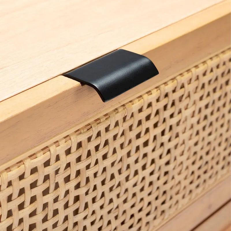 Cassettiera Mid-Century Modern in Rattan a 3 Cassetti, Comò da Camera da Letto 36x18x36 Pollici
