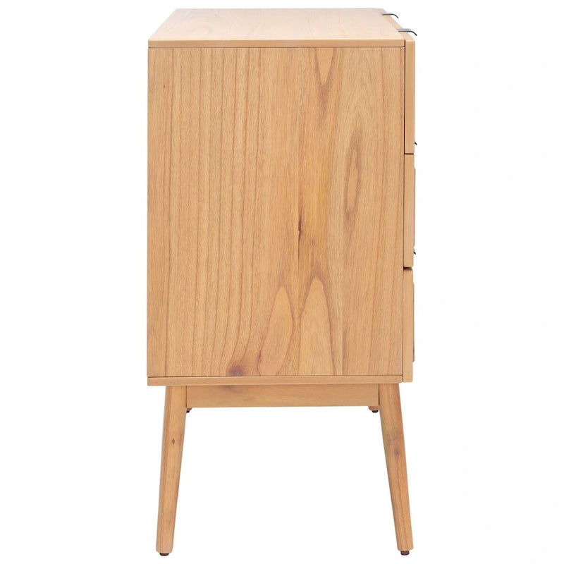 Cassettiera Mid-Century Modern in Rattan a 3 Cassetti, Comò da Camera da Letto 36x18x36 Pollici