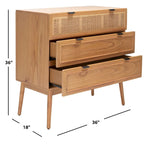 Cassettiera Mid-Century Modern in Rattan a 3 Cassetti, Comò da Camera da Letto 36x18x36 Pollici
