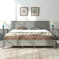 Letto a piattaforma king-size in legno con testiera e pediera, supporto con doghe in legno