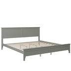 Letto a piattaforma king-size in legno con testiera e pediera, supporto con doghe in legno