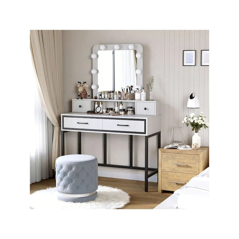 Tocador da trucco con specchio LED Hollywood a 3 colori dimmerabile e vano portaoggetti