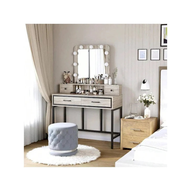 Tocador da trucco con specchio LED Hollywood a 3 colori dimmerabile e vano portaoggetti