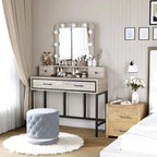 Tocador da trucco con specchio LED Hollywood a 3 colori dimmerabile e vano portaoggetti