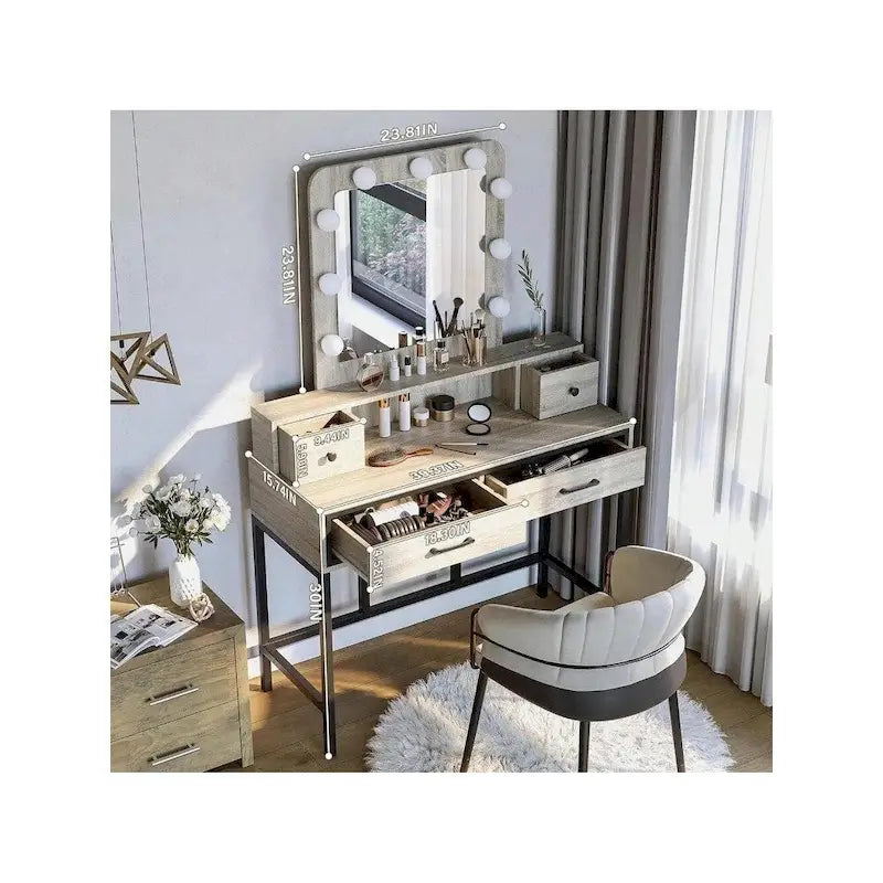 Tocador da trucco con specchio LED Hollywood a 3 colori dimmerabile e vano portaoggetti