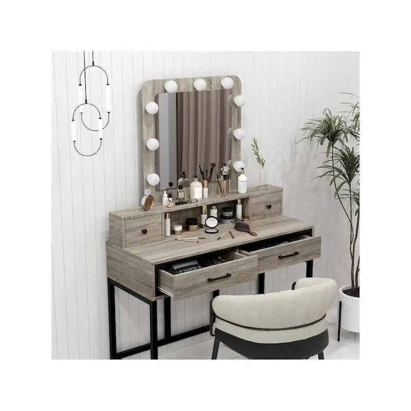 Tocador da trucco con specchio LED Hollywood a 3 colori dimmerabile e vano portaoggetti