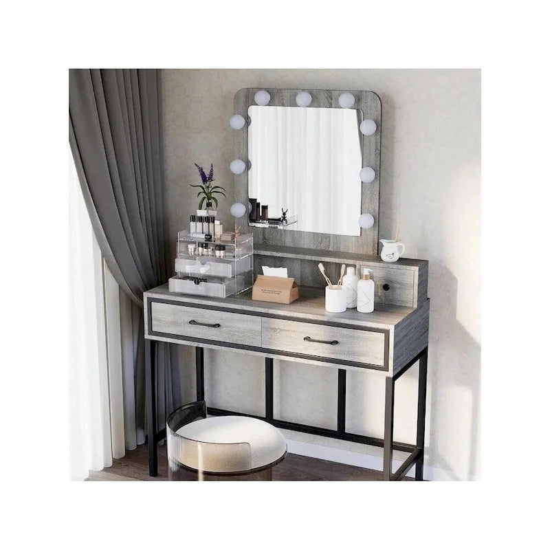 Tocador da trucco con specchio LED Hollywood a 3 colori dimmerabile e vano portaoggetti
