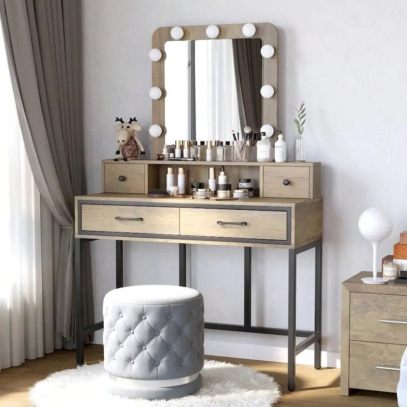 Tocador da trucco con specchio LED Hollywood a 3 colori dimmerabile e vano portaoggetti