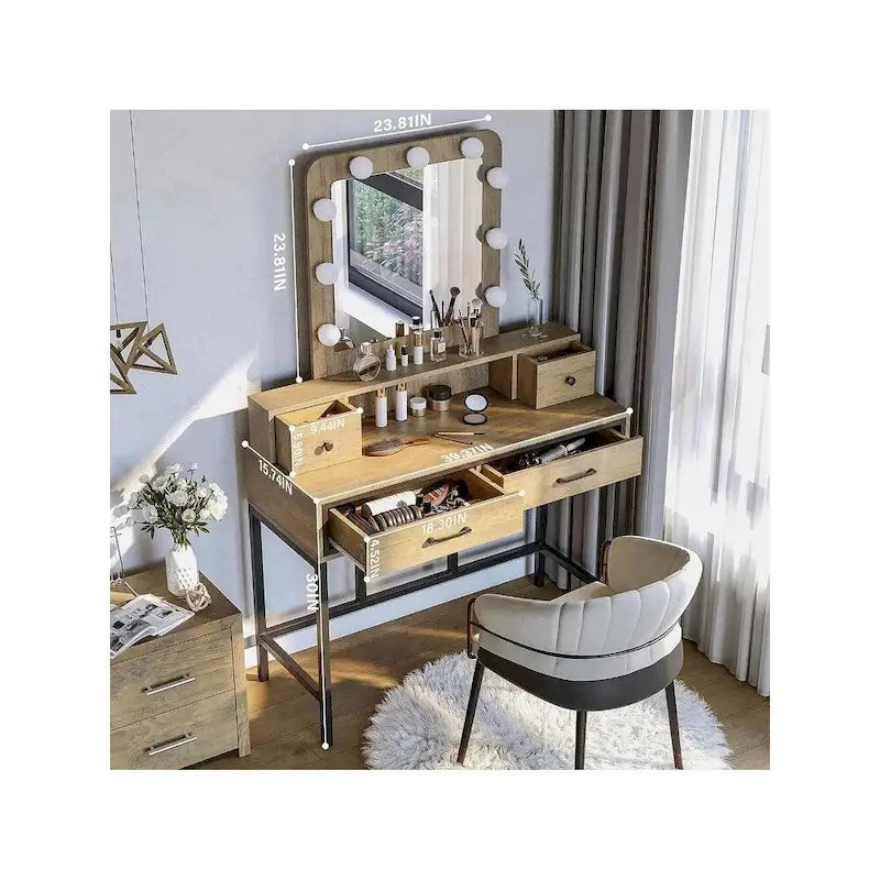 Tocador da trucco con specchio LED Hollywood a 3 colori dimmerabile e vano portaoggetti