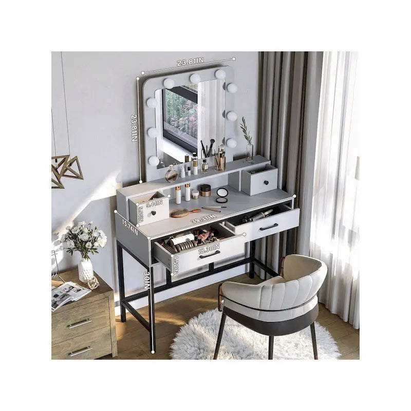 Tocador da trucco con specchio LED Hollywood a 3 colori dimmerabile e vano portaoggetti