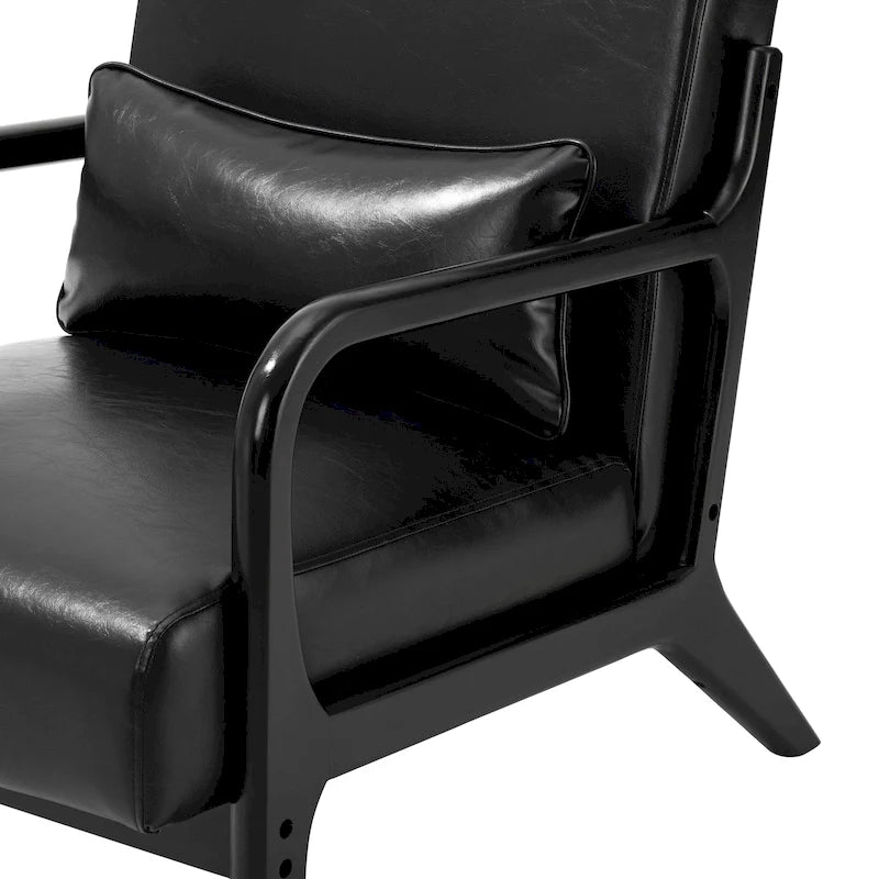 Poltrona d'accento moderna di metà secolo in similpelle PU con struttura in legno di noce