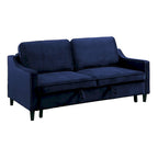 Divano letto Katy da 183 cm, trasformabile, in velluto blu e legno massiccio