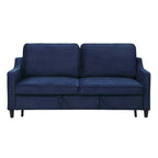 Divano letto Katy da 183 cm, trasformabile, in velluto blu e legno massiccio