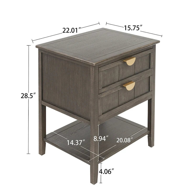 Comodino a 2 cassetti, stile americano, tavolino, adatto per camera da letto, soggiorno, studio