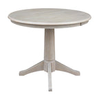 Tavolo a Piedistallo Rotondo in Legno Massello 36 x 36 Washed Gray Taupe