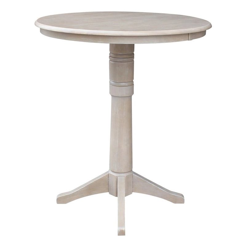 Tavolo a Piedistallo Rotondo in Legno Massello 36 x 36 Washed Gray Taupe
