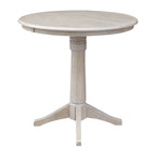 Tavolo a Piedistallo Rotondo in Legno Massello 36 x 36 Washed Gray Taupe