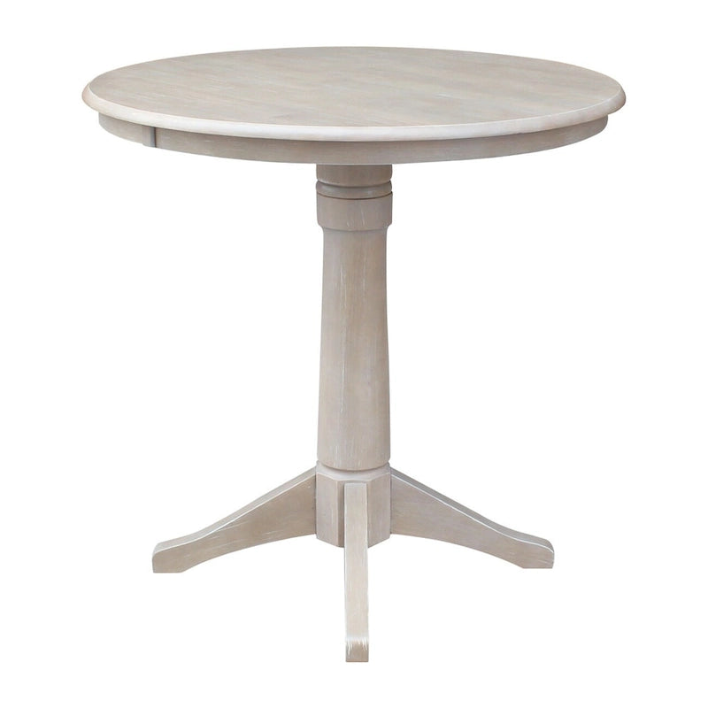Tavolo a Piedistallo Rotondo in Legno Massello 36 x 36 Washed Gray Taupe