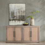 Madia Buffet in Legno di Mango e Rattan Intrecciato, Stile Bohémien Naturale