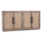 Madia Buffet in Legno di Mango e Rattan Intrecciato, Stile Bohémien Naturale