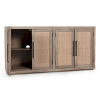 Madia Buffet in Legno di Mango e Rattan Intrecciato, Stile Bohémien Naturale