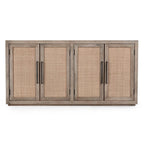 Madia Buffet in Legno di Mango e Rattan Intrecciato, Stile Bohémien Naturale