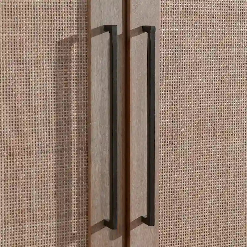 Madia Buffet in Legno di Mango e Rattan Intrecciato, Stile Bohémien Naturale