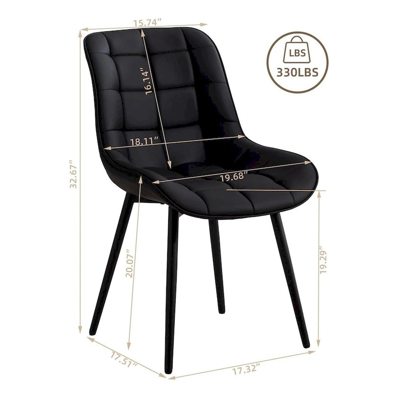 Sedia da pranzo in pelle PU imbottita in stile metà secolo con impunture a diamante, beige