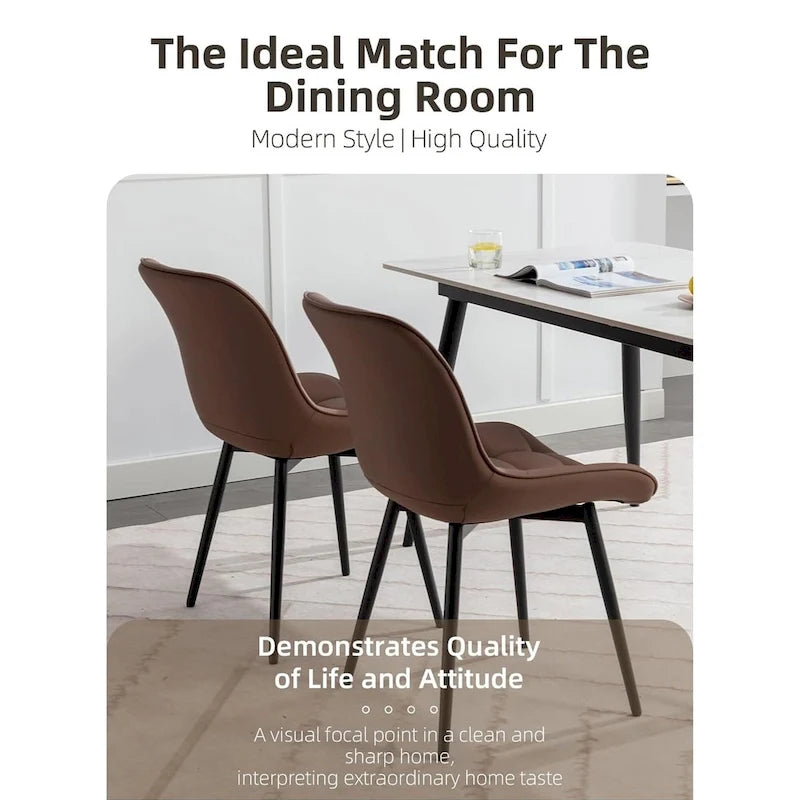 Sedia da pranzo in pelle PU imbottita in stile metà secolo con impunture a diamante, beige