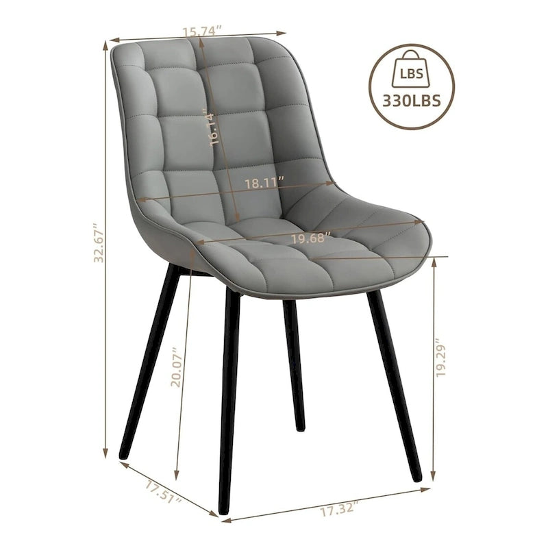 Sedia da pranzo in pelle PU imbottita in stile metà secolo con impunture a diamante, beige