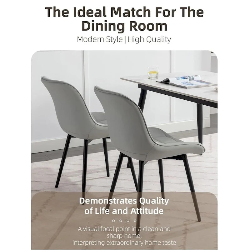 Sedia da pranzo in pelle PU imbottita in stile metà secolo con impunture a diamante, beige