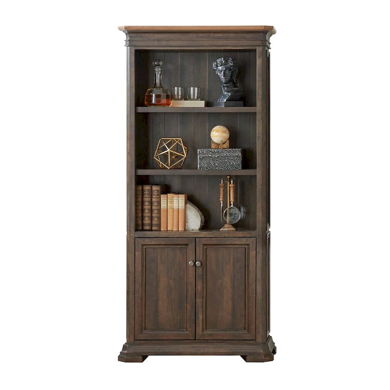 Libreria Direzionale con Ante, Completamente Assemblata, Marrone - 36L x 78A x 14P