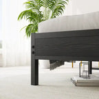 Base letto Queen/Full/Twin con testiera contenitore e stazione di ricarica, senza rumore