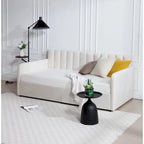Letto da giorno doppio "Modern Velvet Twin Daybed" Epiphyllum con 2 cassetti e schienale trapuntato a coste di Christopher Knight Home