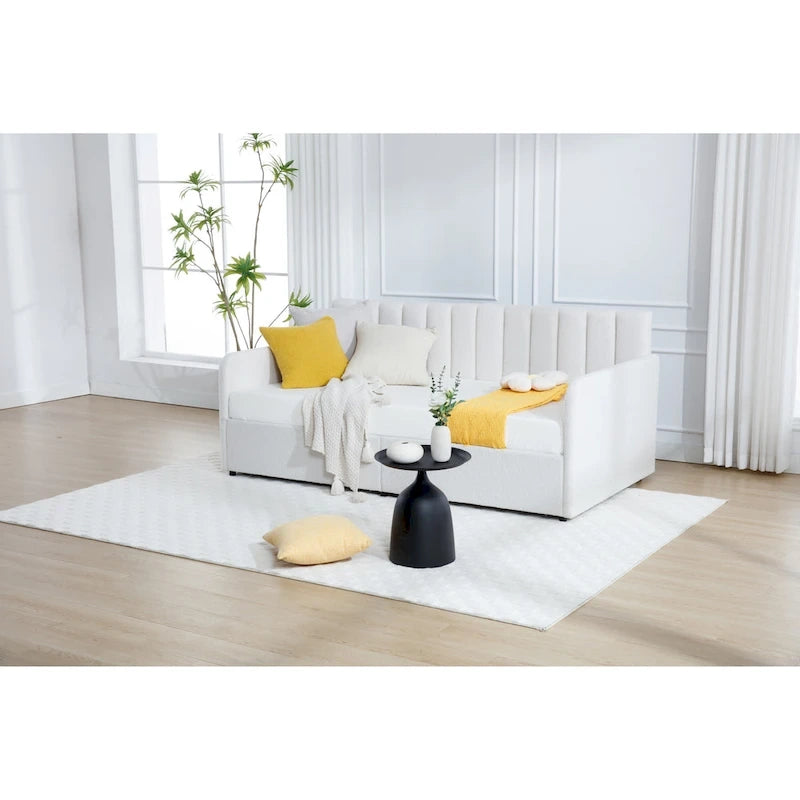 Letto da giorno doppio "Modern Velvet Twin Daybed" Epiphyllum con 2 cassetti e schienale trapuntato a coste di Christopher Knight Home
