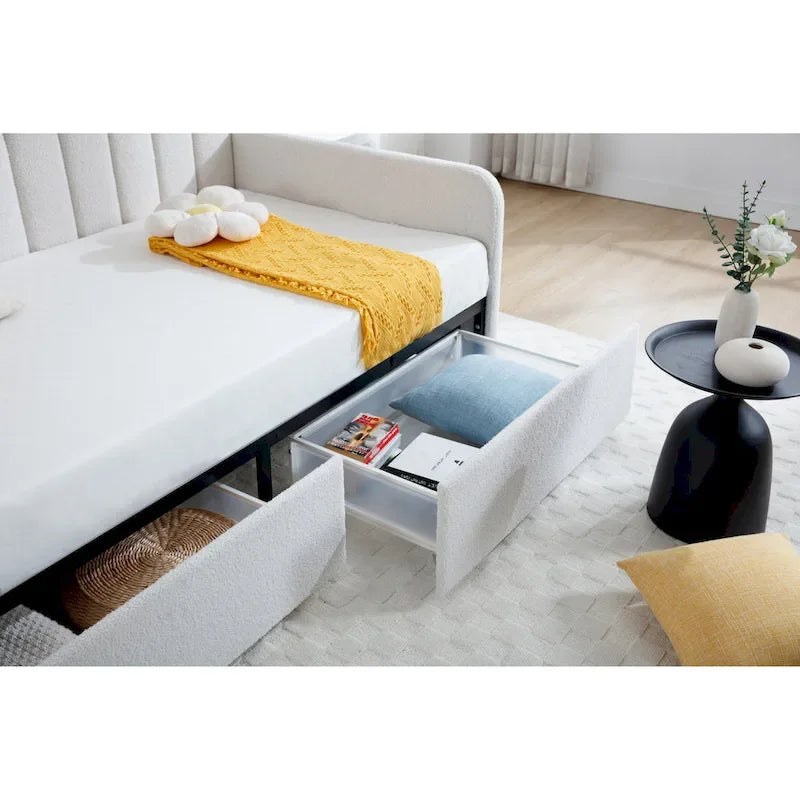 Letto da giorno doppio "Modern Velvet Twin Daybed" Epiphyllum con 2 cassetti e schienale trapuntato a coste di Christopher Knight Home