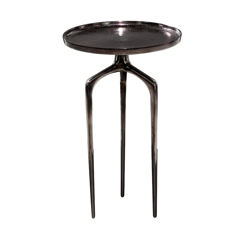 Tavolino d'appoggio/laterale con vassoio in alluminio su base a treppiede - Oro, Argento o Nero - Roche River Decor