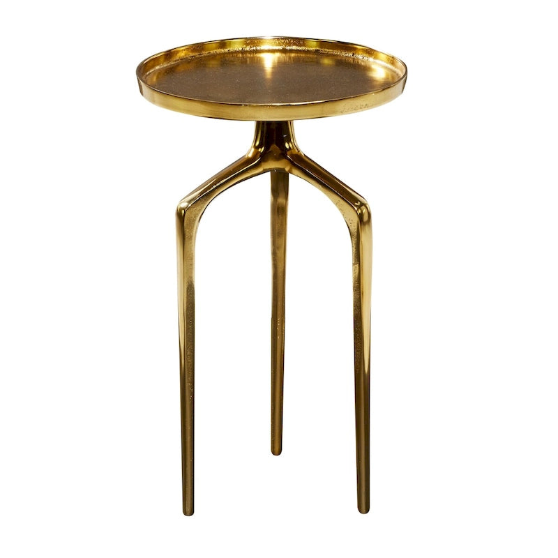 Tavolino d'appoggio/laterale con vassoio in alluminio su base a treppiede - Oro, Argento o Nero - Roche River Decor