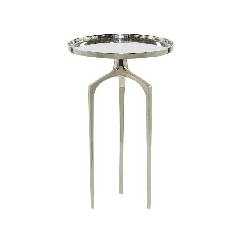Tavolino d'appoggio/laterale con vassoio in alluminio su base a treppiede - Oro, Argento o Nero - Roche River Decor