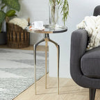 Tavolino d'appoggio/laterale con vassoio in alluminio su base a treppiede - Oro, Argento o Nero - Roche River Decor