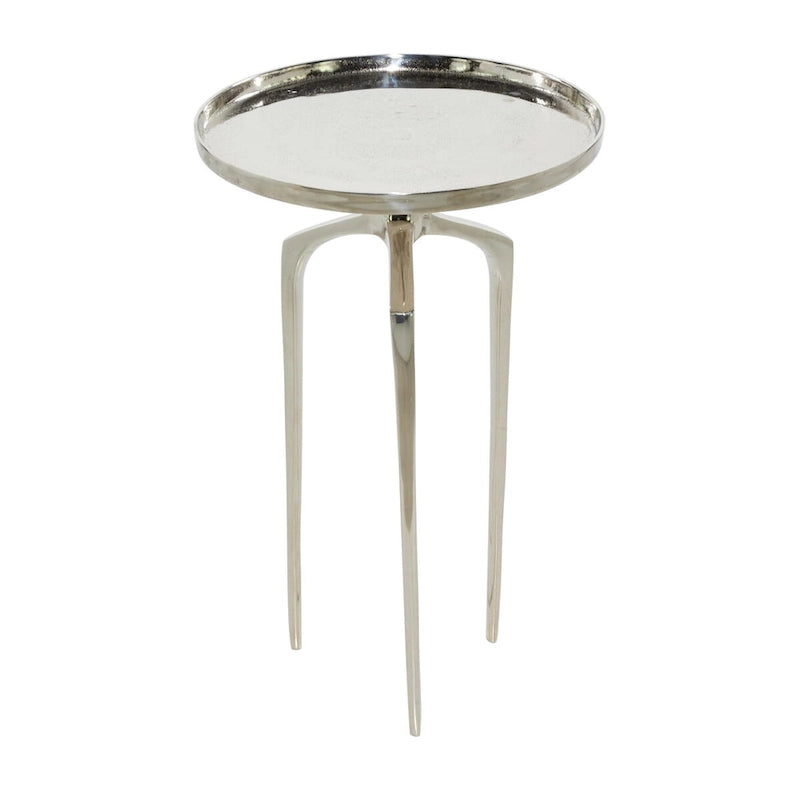 Tavolino d'appoggio/laterale con vassoio in alluminio su base a treppiede - Oro, Argento o Nero - Roche River Decor
