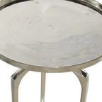 Tavolino d'appoggio/laterale con vassoio in alluminio su base a treppiede - Oro, Argento o Nero - Roche River Decor