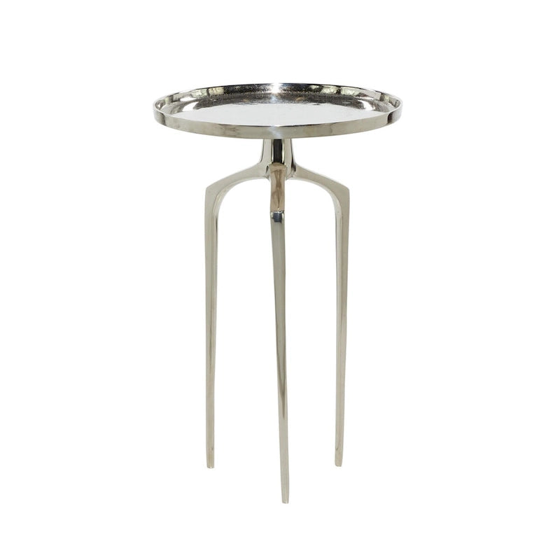Tavolino d'appoggio/laterale con vassoio in alluminio su base a treppiede - Oro, Argento o Nero - Roche River Decor