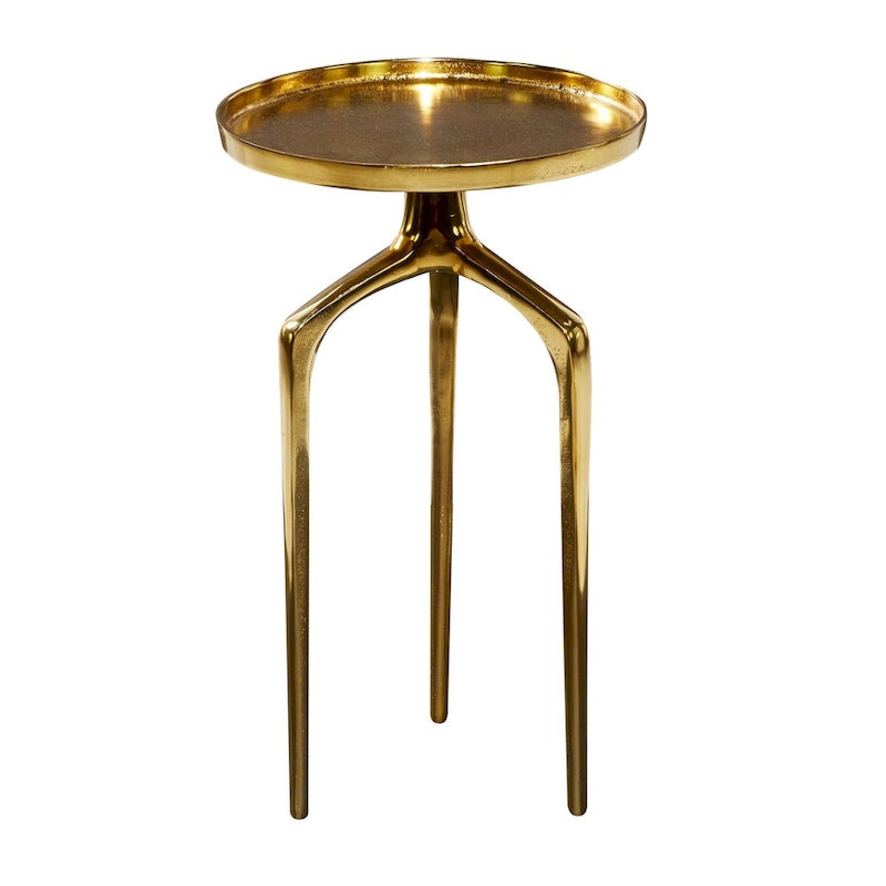 Tavolino d'appoggio/laterale con vassoio in alluminio su base a treppiede - Oro, Argento o Nero - Roche River Decor