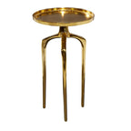 Tavolino d'appoggio/laterale con vassoio in alluminio su base a treppiede - Oro, Argento o Nero - Roche River Decor