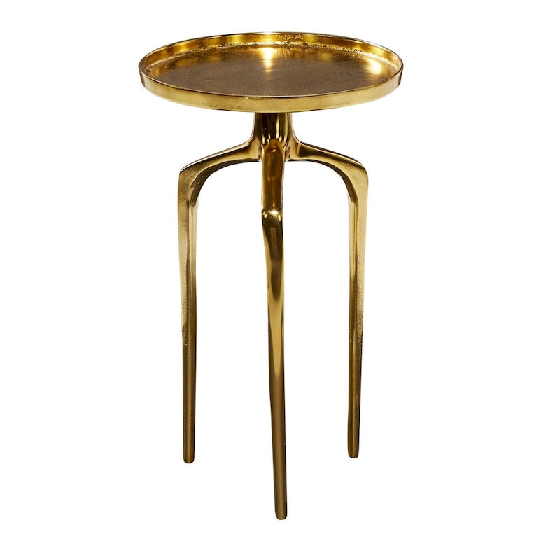 Tavolino d'appoggio/laterale con vassoio in alluminio su base a treppiede - Oro, Argento o Nero - Roche River Decor