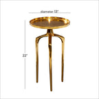 Tavolino d'appoggio/laterale con vassoio in alluminio su base a treppiede - Oro, Argento o Nero - Roche River Decor