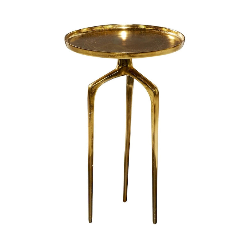 Tavolino d'appoggio/laterale con vassoio in alluminio su base a treppiede - Oro, Argento o Nero - Roche River Decor